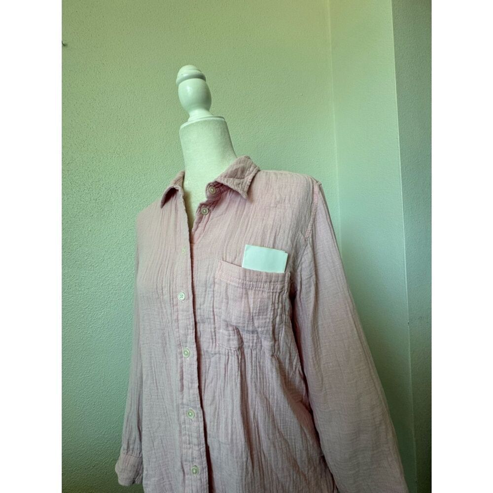 J. Crew Women's Light Pink Crinkled Button-Up Blouse Long Sleeve SZ S - Picture 11 of 12